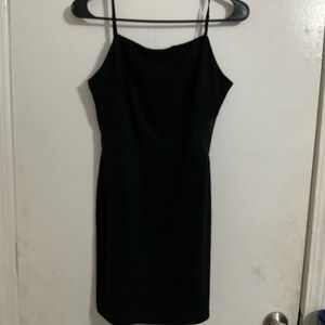 Black mini bodycon dress with see through mesh on upper waist